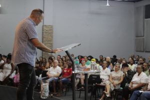 Pastor Larry reminded us that prayer is a relationship. Here he is talking earnestly to Rhema South Coast Family Church