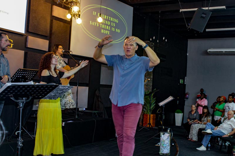 Ps Larry Elliott being led by the Holy Spirit during the Sunday service