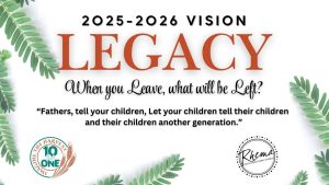 Slide with writing 2025 vision for Rhema South Coast Family Church